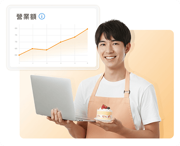 烘焙業新創企業主，查看開店平台系統的營業額報表，顯示業績持續增長