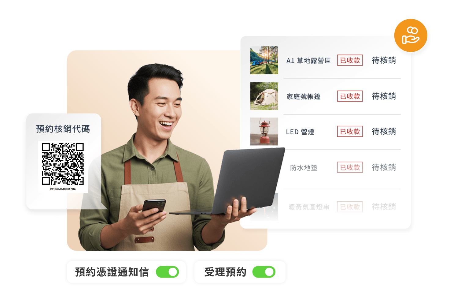 支援刷卡與虛擬ATM支付，預約憑證通知與手動/自動受理預約自由切換