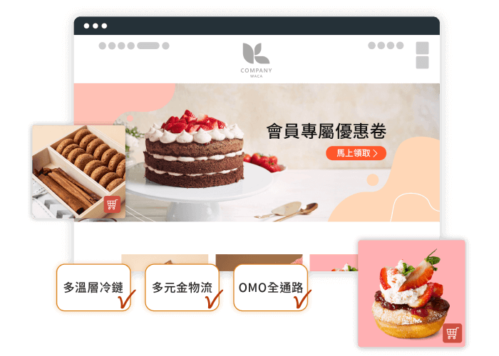 銷售平台推薦用 WACA，不抽成、功能完整的購物車官網，適合經營食品與甜點事業。